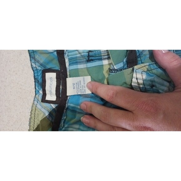 Maurices blue/green plaid bermuda shorts Junior 11/12 - Picture 4 of 5